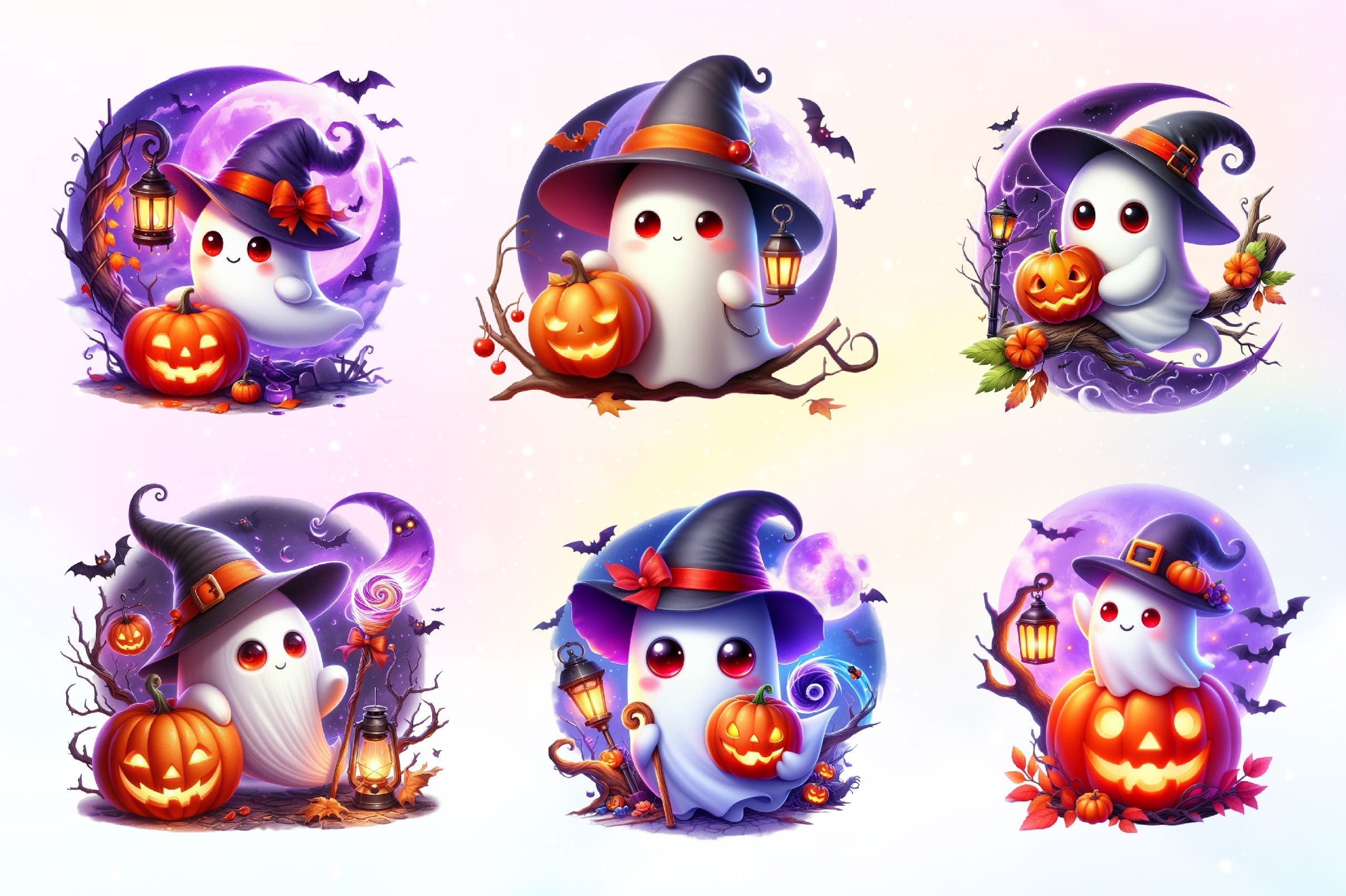 Cute Halloween Ghost Clipart Bundle 3