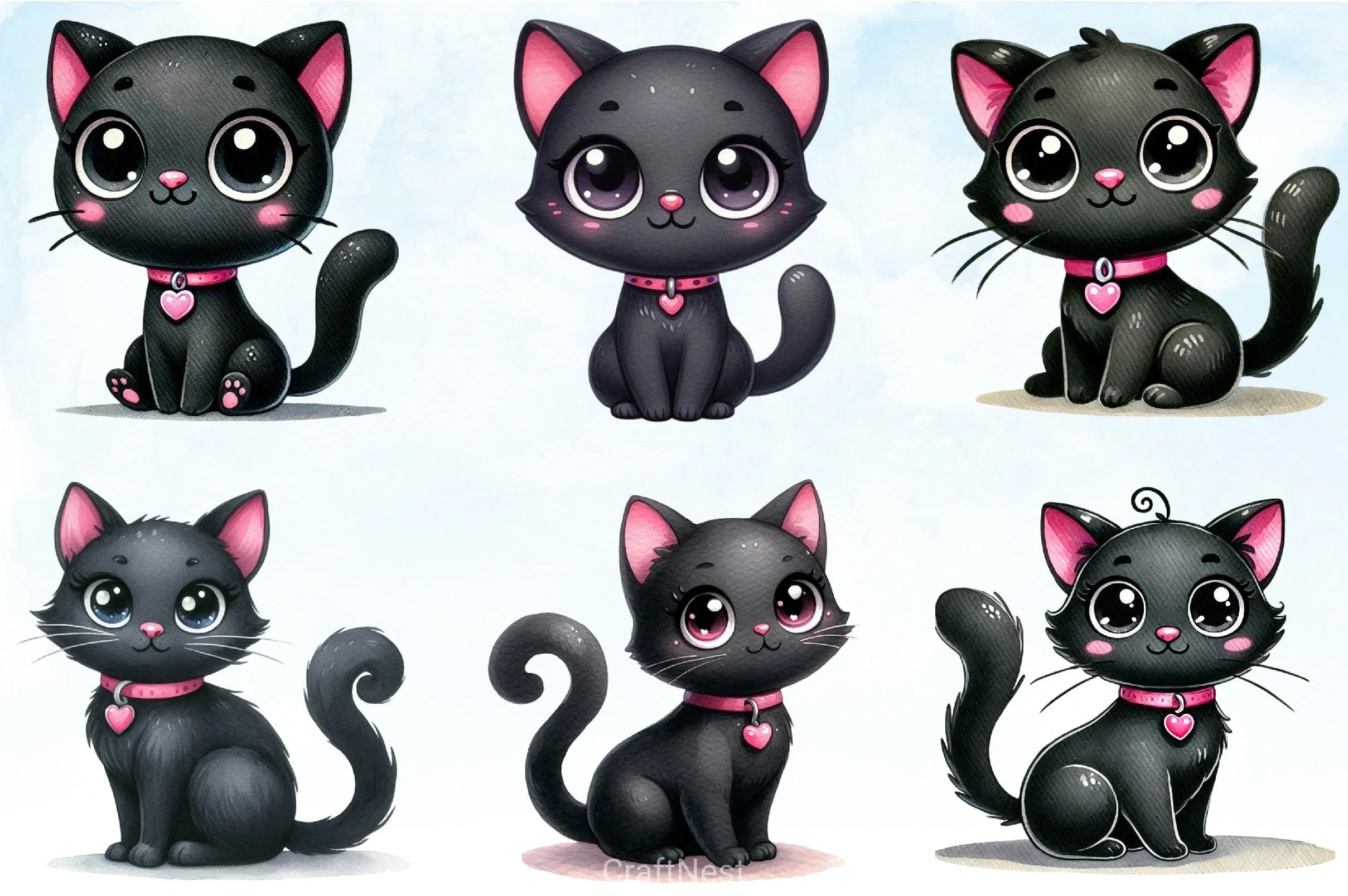 Valentine Black Cat Clipart Bundle - CraftNest - Digital Crafting and Art