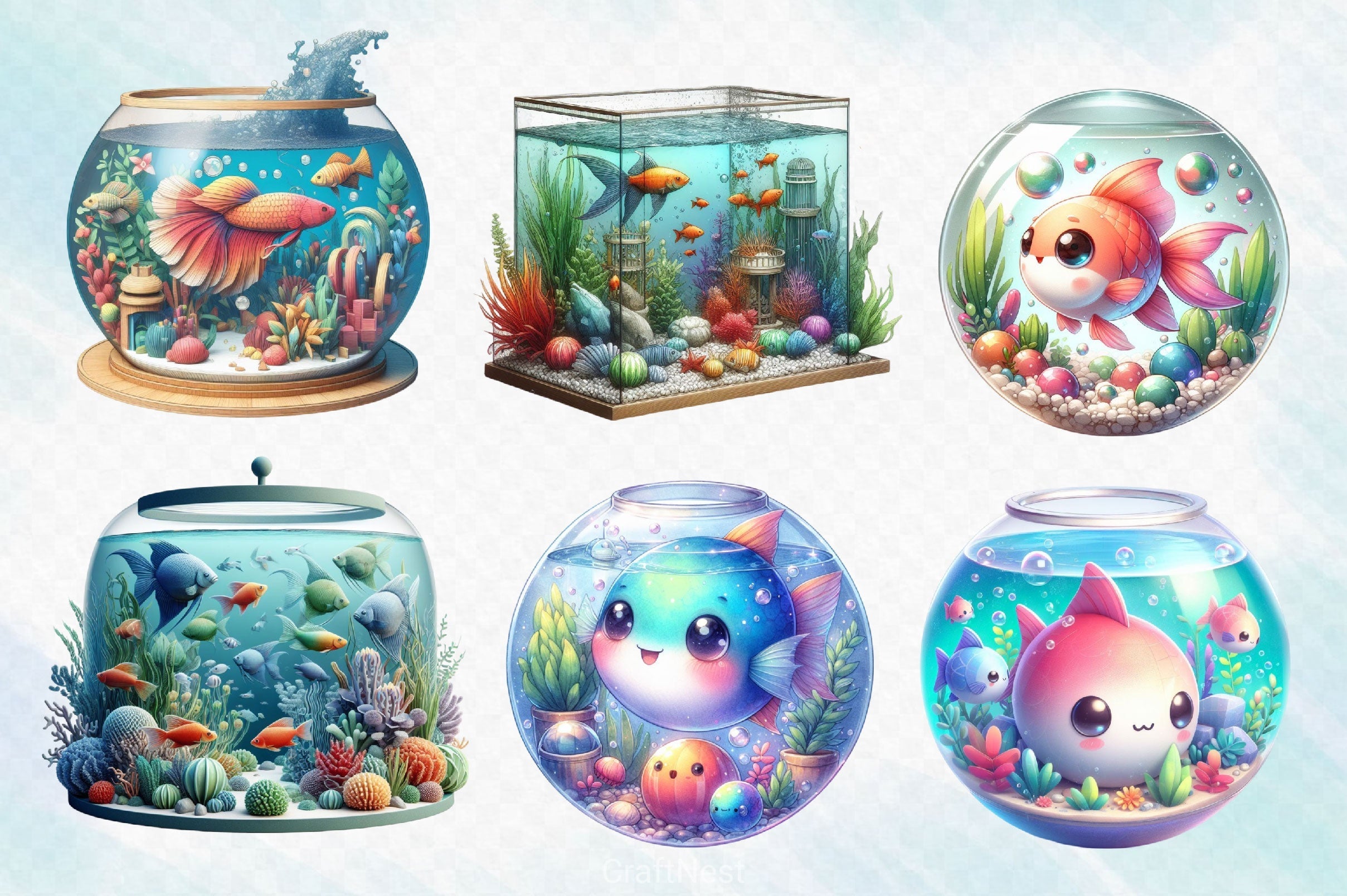 Fish Aquarium Clipart Bundle