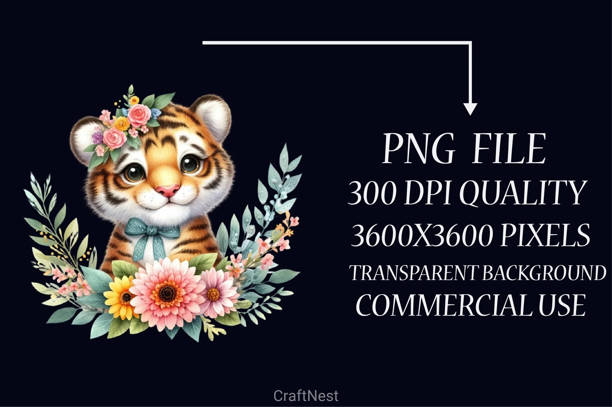 Tiger Flowers Clipart Bundle - CraftNest - Digital Crafting and Art