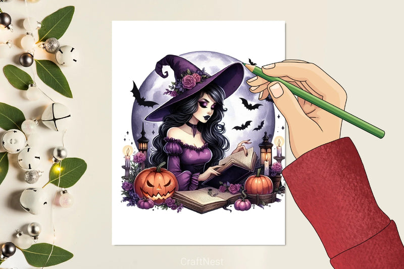 Halloween Witch Girl Clipart Bundle 6 - CraftNest - Digital Crafting and Art