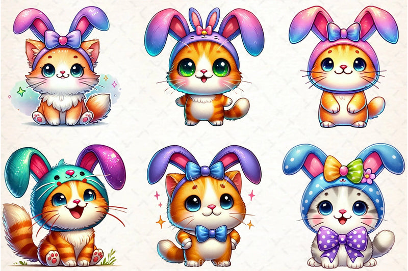 Cute Easter Cat Clipart Bundle - CraftNest - Digital Crafting and Art