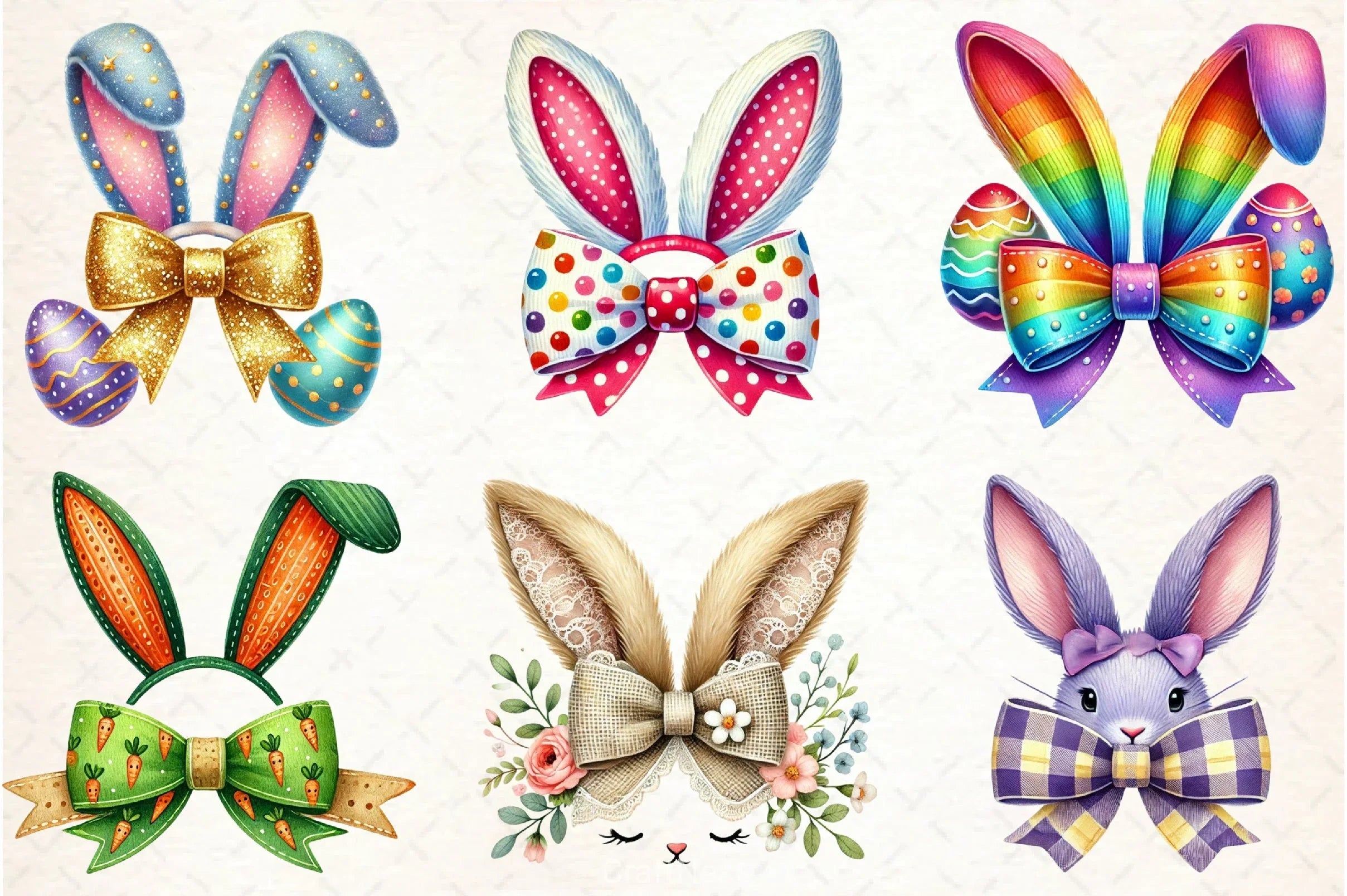 Easter Bunny Ear Bow Clipart Bundle - CraftNest - Digital Crafting and Art