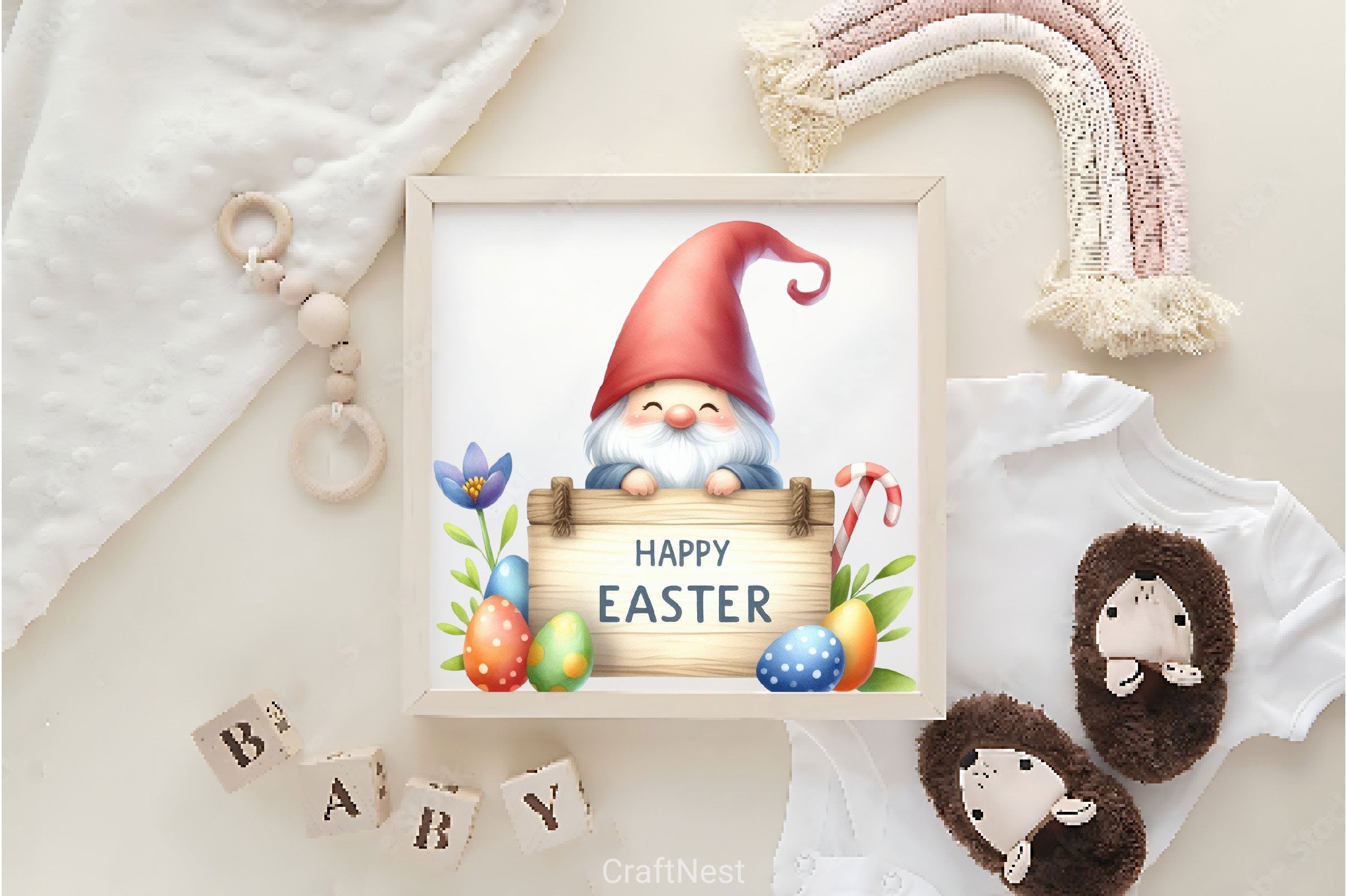 Cute Easter Gnome Clipart Bundle