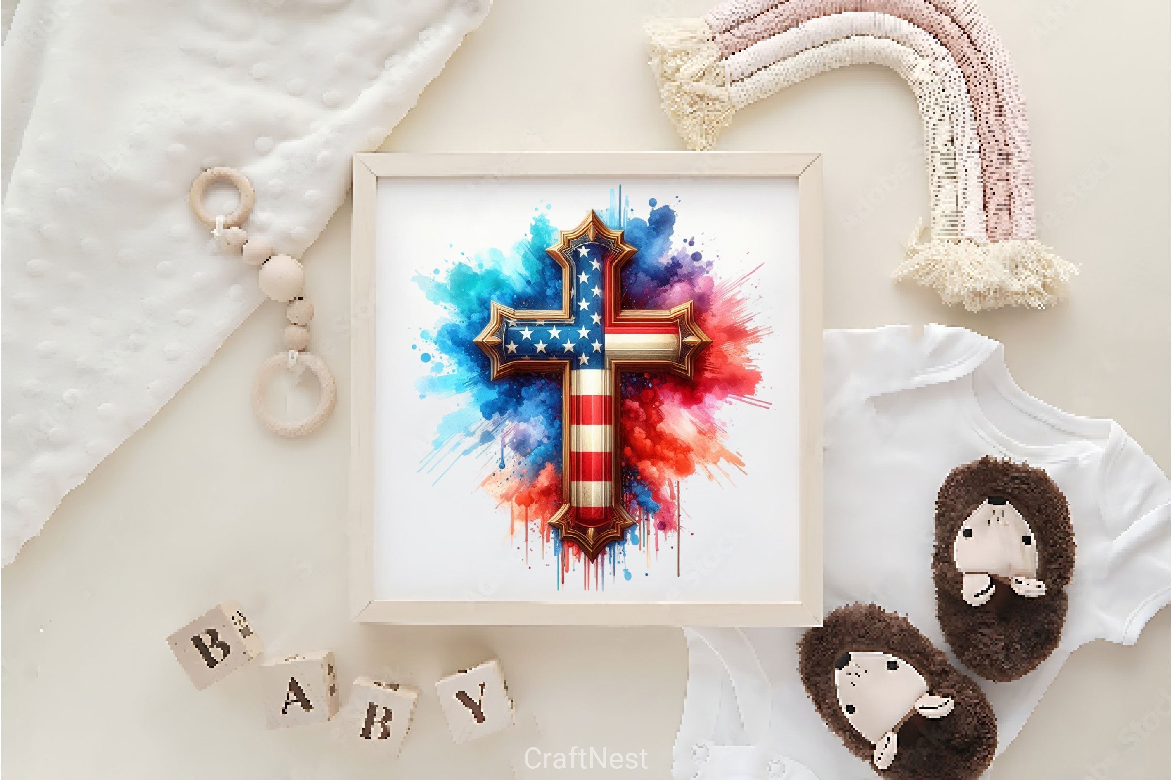 USA American Flag Cross Clipart Bundle