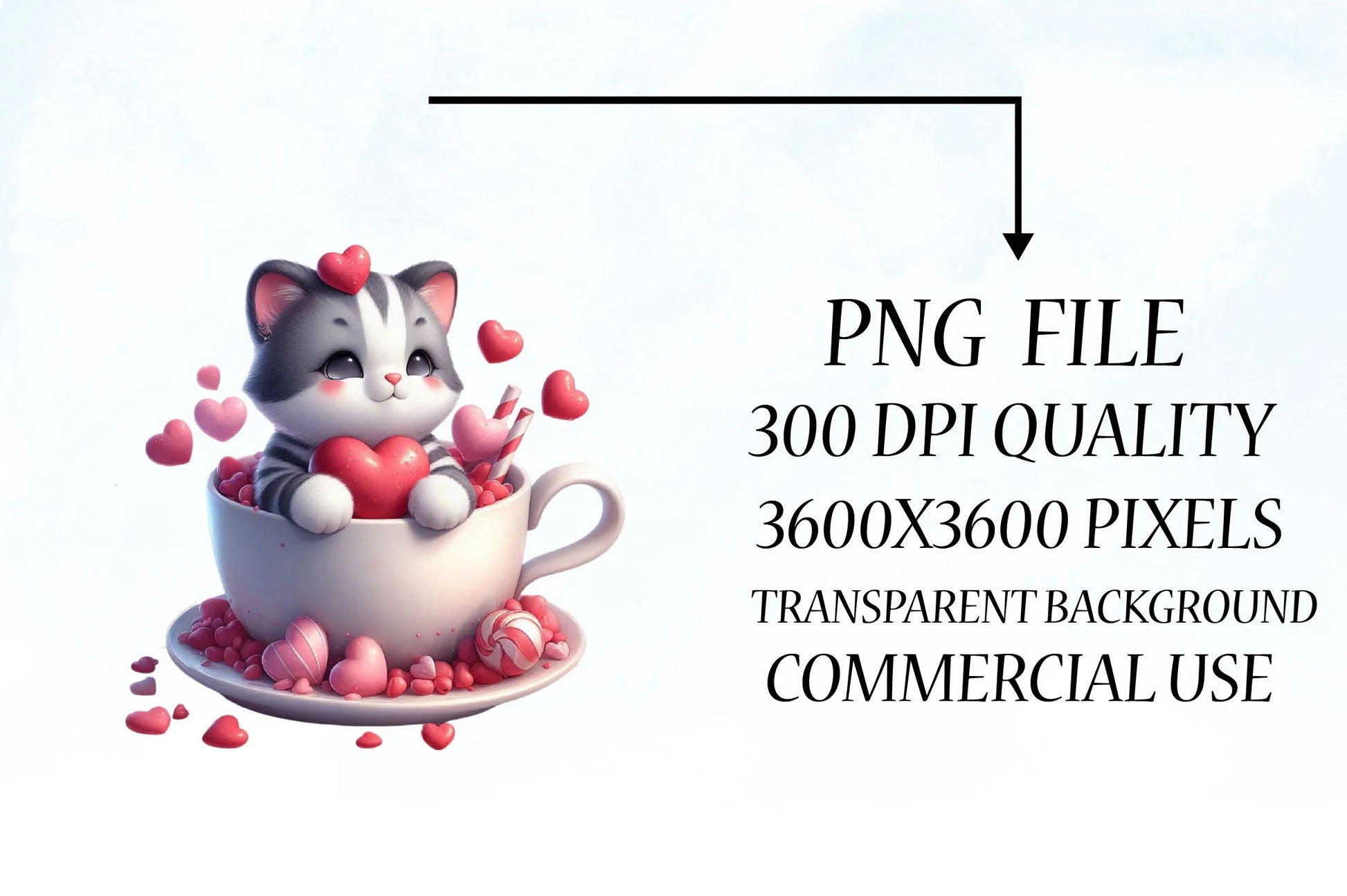 Valentine Cat Cup Clipart Bundle - CraftNest - Digital Crafting and Art