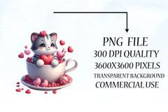 Valentine Cat Cup Clipart Bundle - CraftNest - Digital Crafting and Art