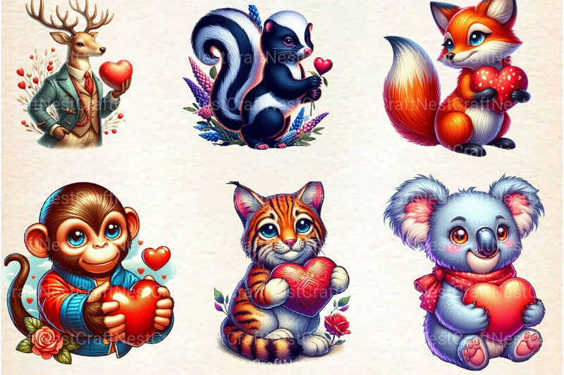 Valentine Animals Clipart Bundle 9 - CraftNest - Digital Crafting and Art