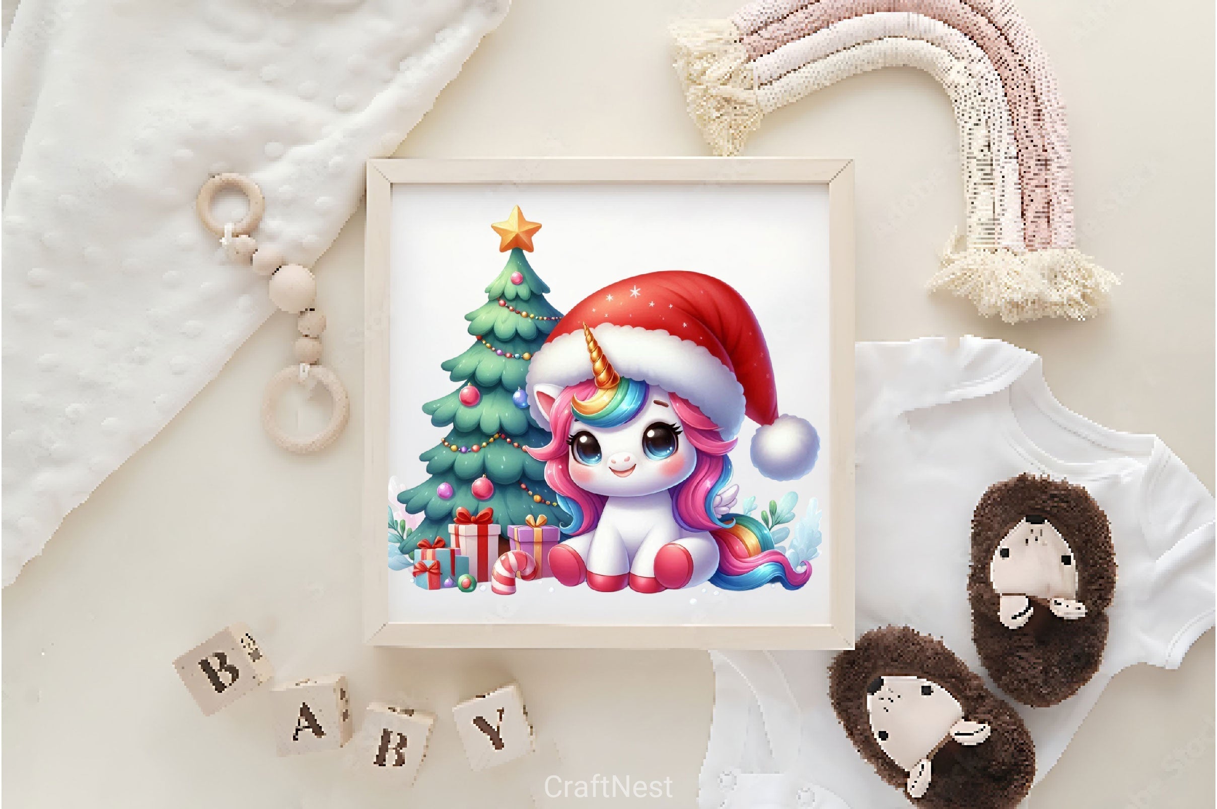 Christmas Unicorn Clipart Bundle 2