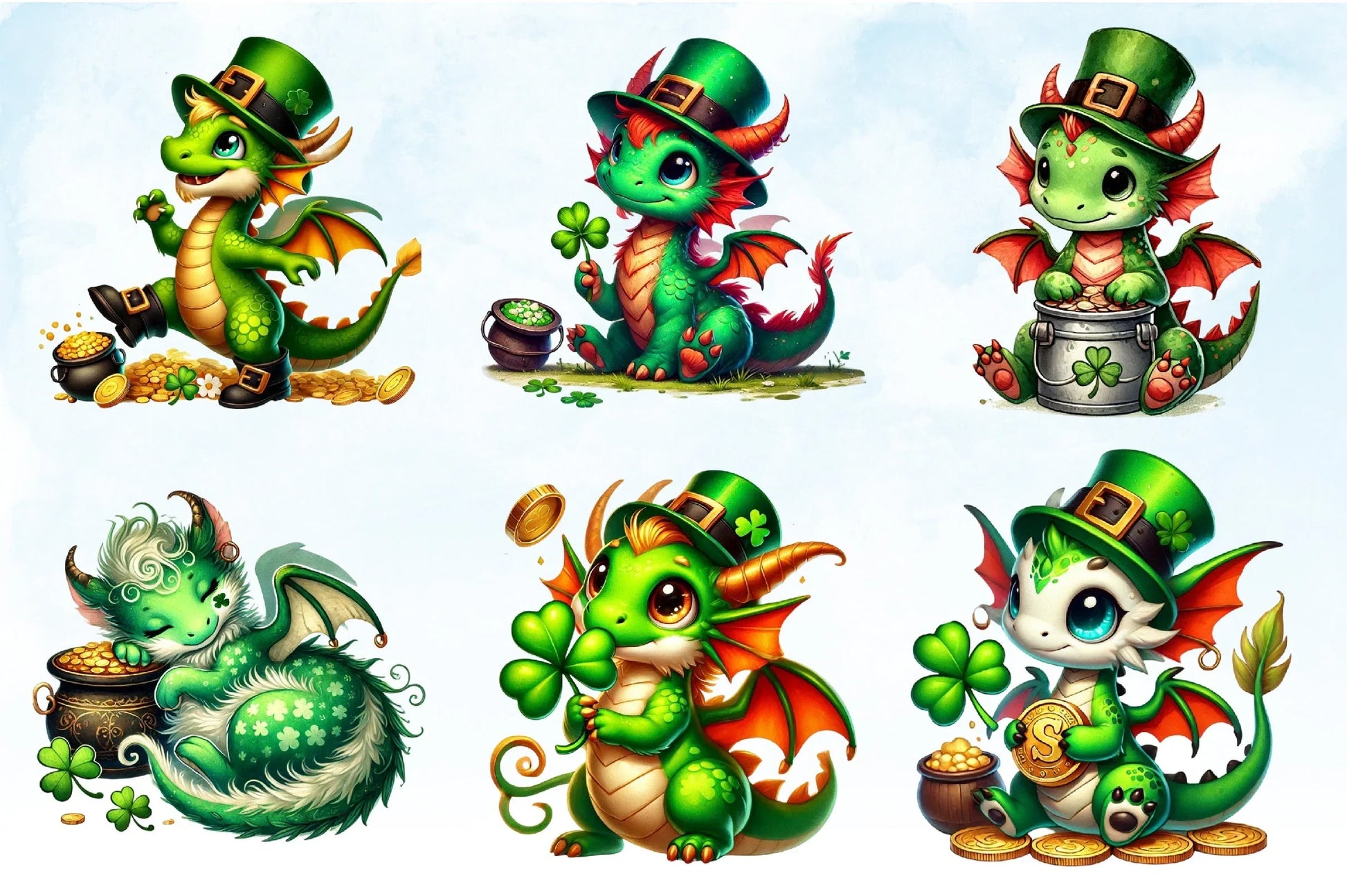 Cute Dragon St. Patrick's Day Clipart Bundle - CraftNest - Digital Crafting and Art