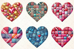 Patchwork Heart Valentine's Clipart Bundle - CraftNest - Digital Crafting and Art