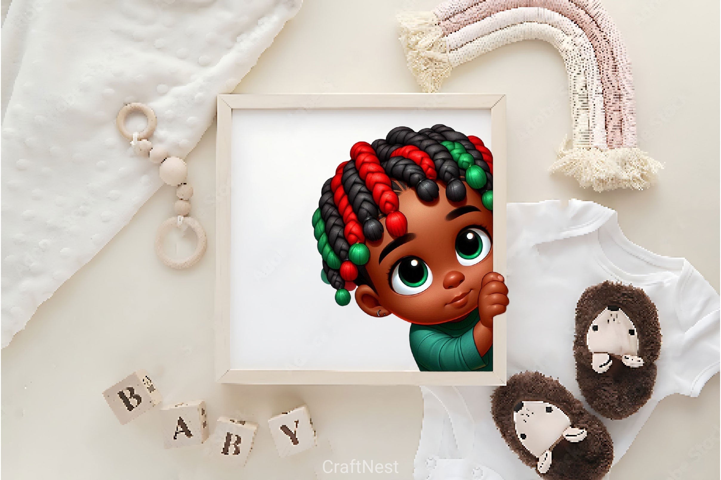 Peeking African American Little Boy Clipart Bundle