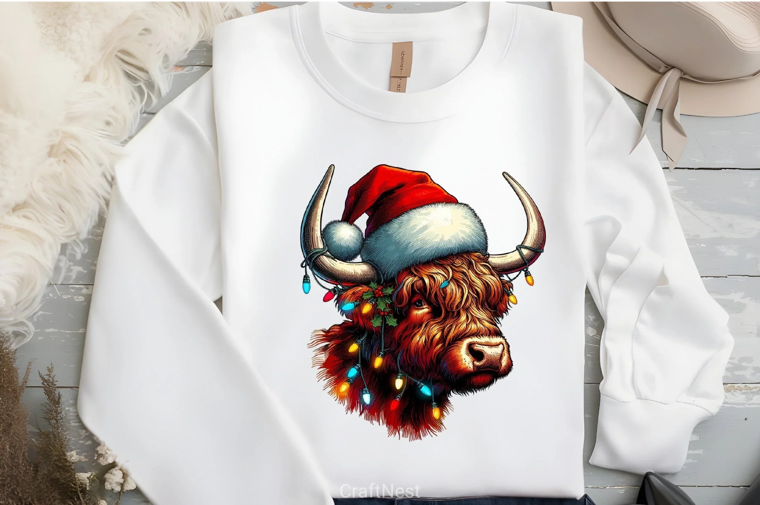 Christmas Highland Cow Clipart Bundle - CraftNest - Digital Crafting and Art