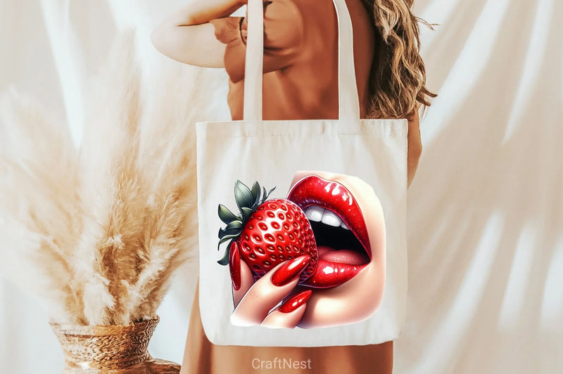 Glossy Red Lips & Strawberry Clipart Bundle 5 - CraftNest - Digital Crafting and Art