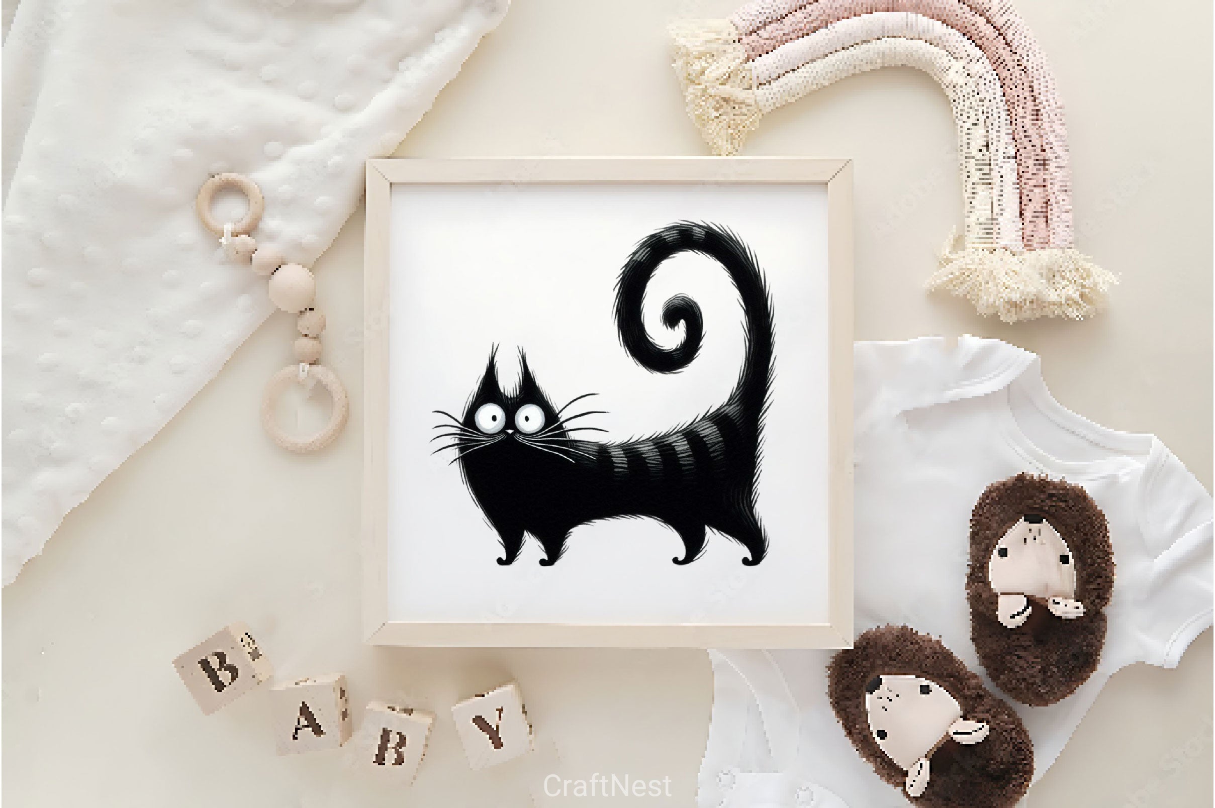 Whimsical Funny Black Cat Clipart Bundle