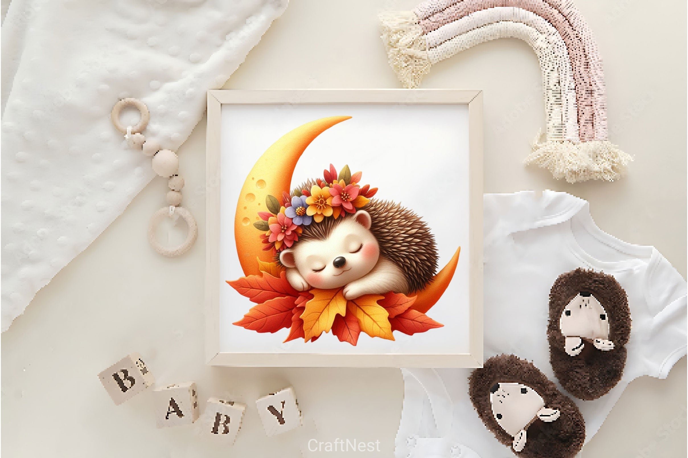 Autumn Cute Hedgehog Clipart Bundle 2