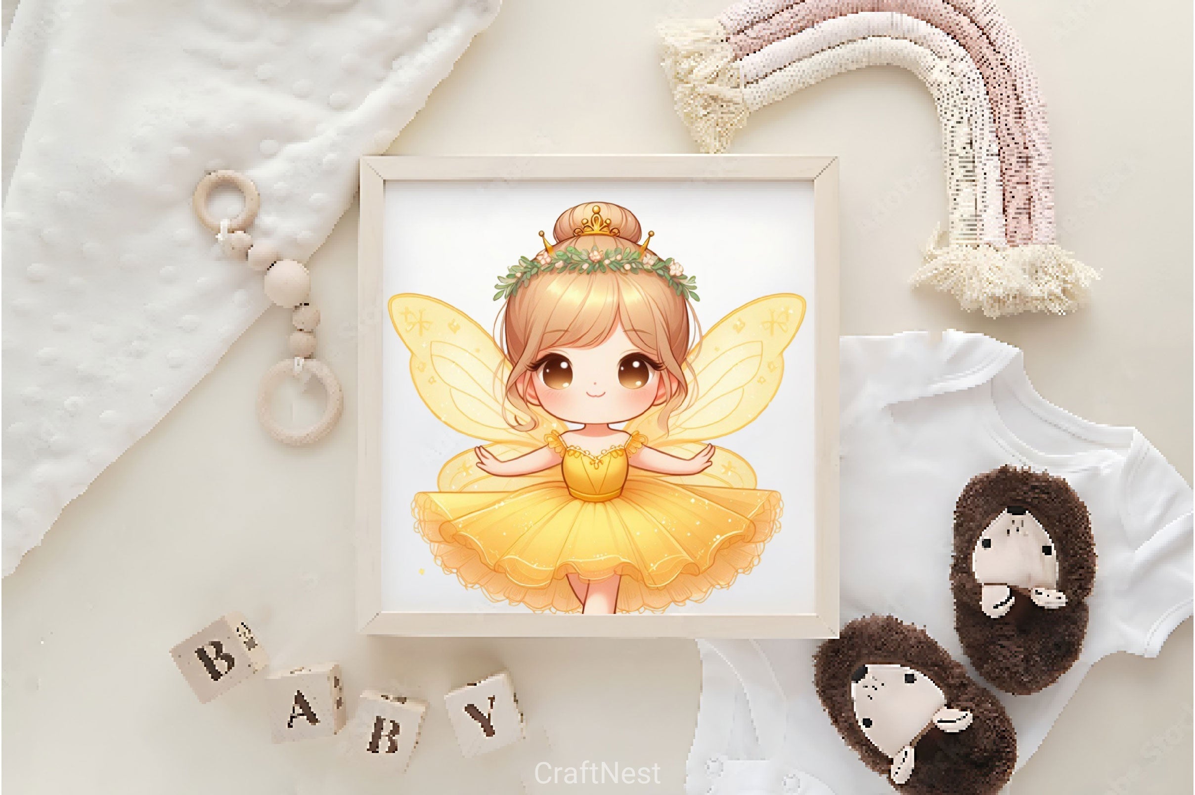 Cute Fairy Yellow Dress Clipart Bundle