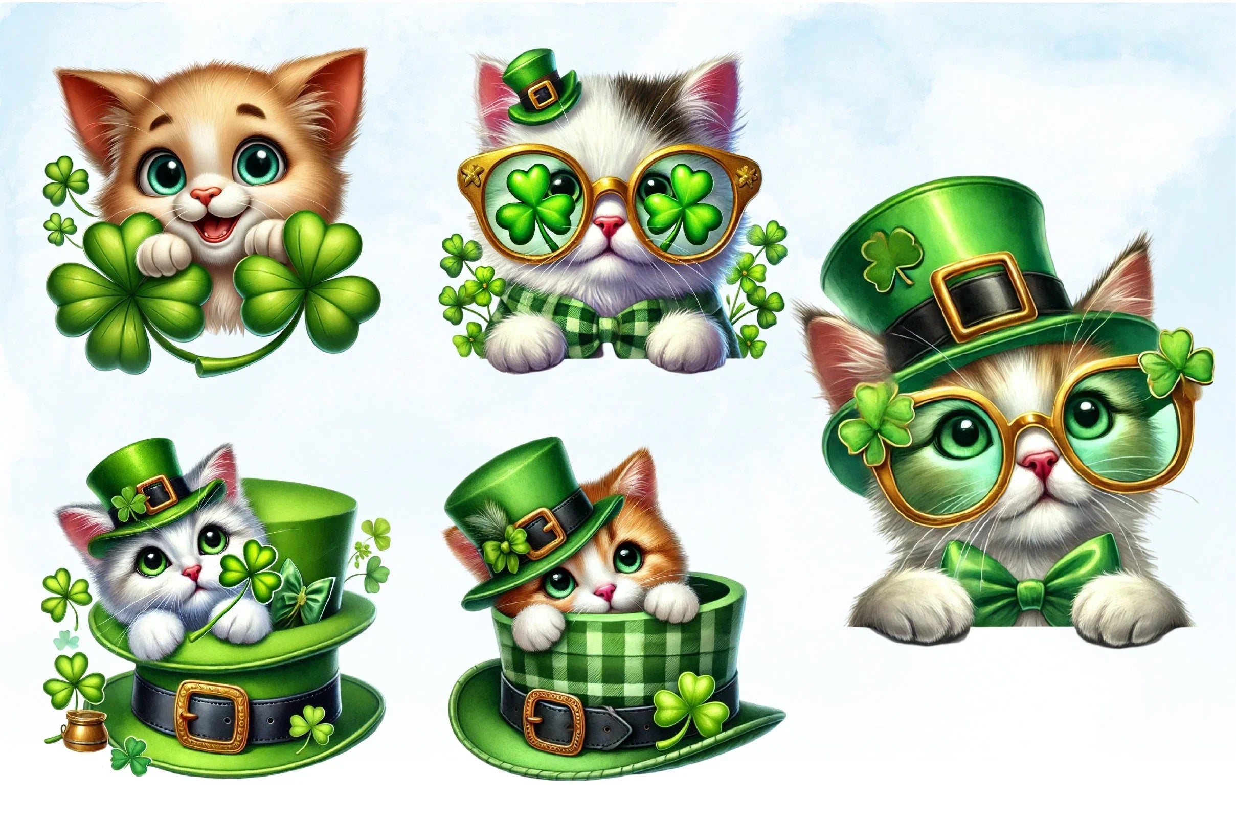 St Patrick's Day Cats Clipart Bundle 3 - CraftNest - Digital Crafting and Art