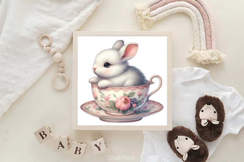 Bunny Teacup Clipart Bundle - CraftNest - Digital Crafting and Art