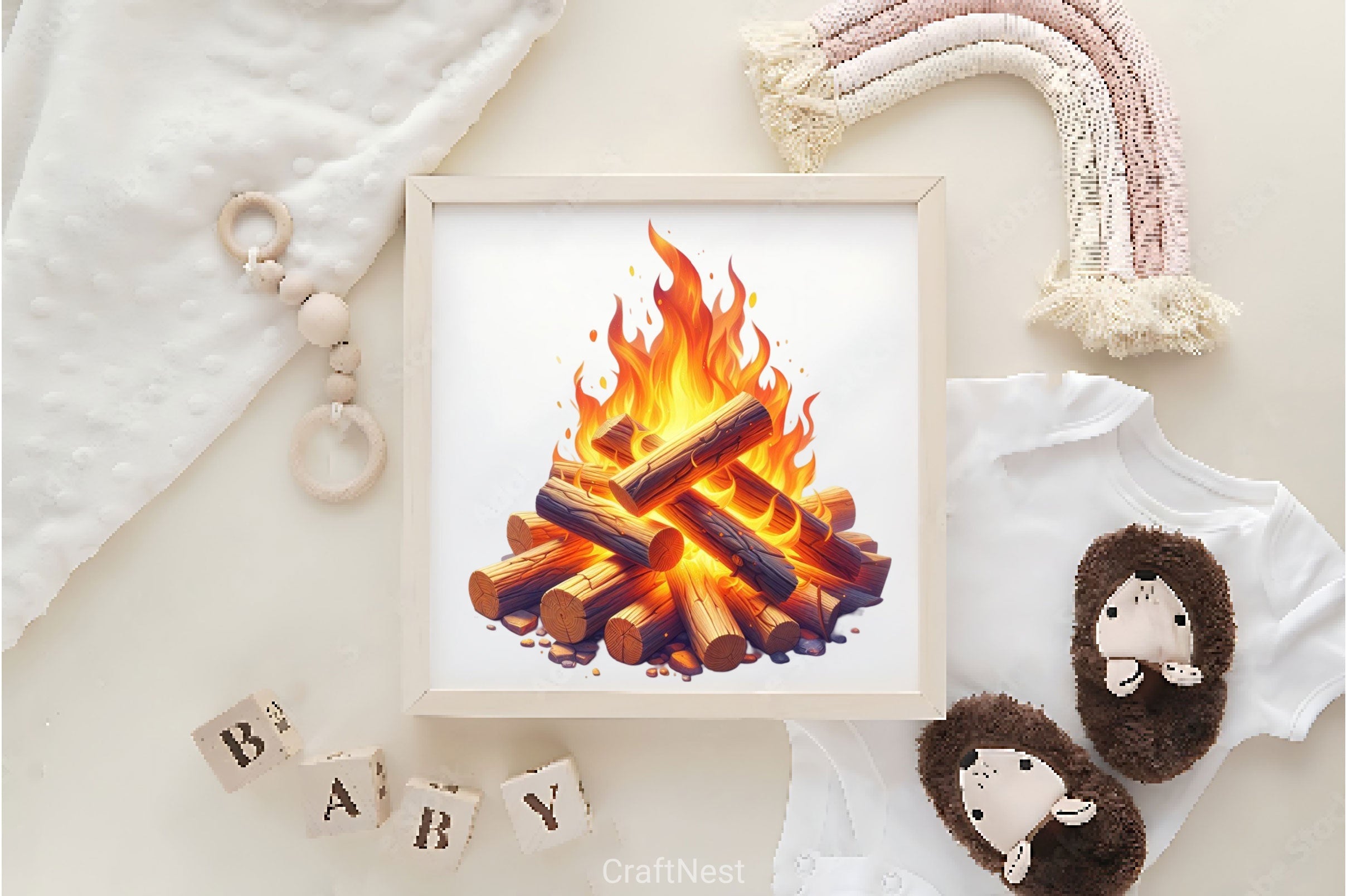 Wooden Bonfire Clipart Bundle 2