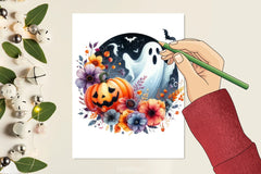 Ghost Pumpkin Floral Halloween Clipart Bundle - CraftNest - Digital Crafting and Art