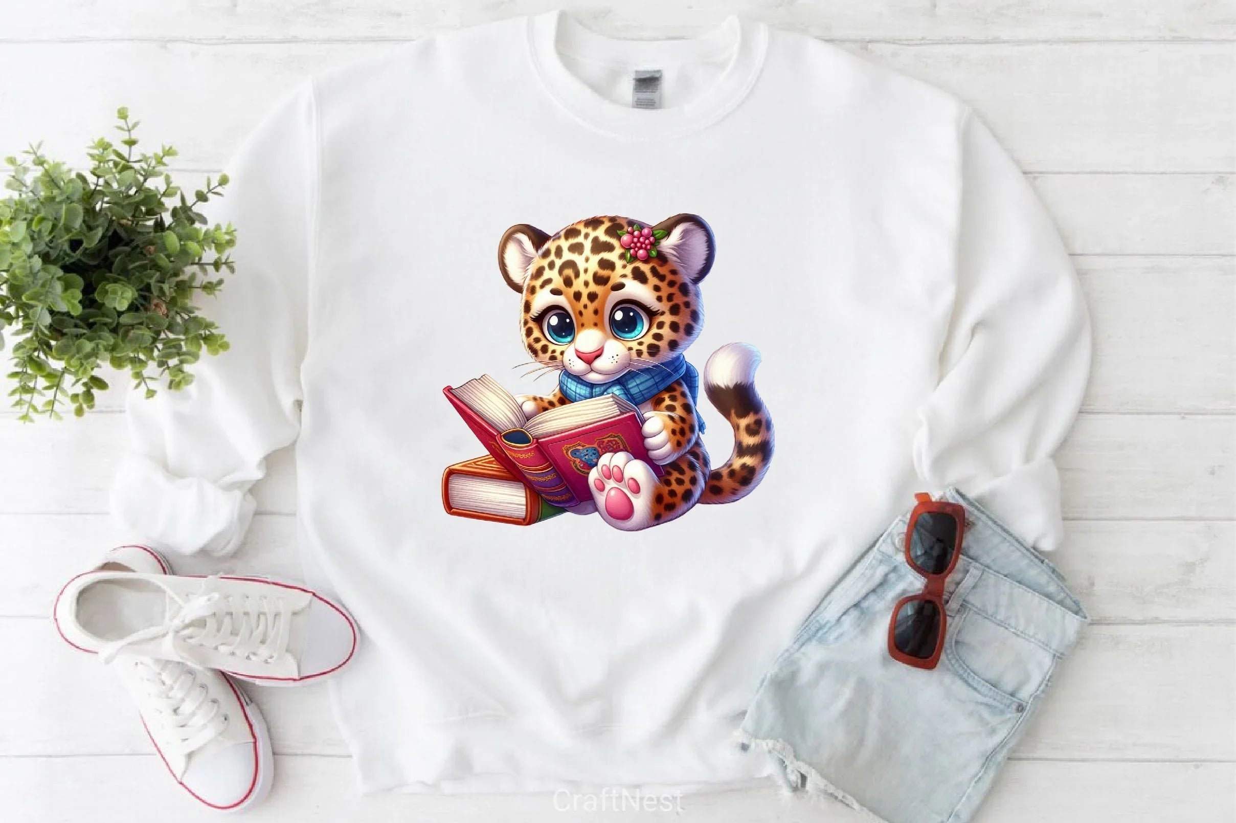 Cute Leopard Reading Clipart Bundle - CraftNest - Digital Crafting and Art