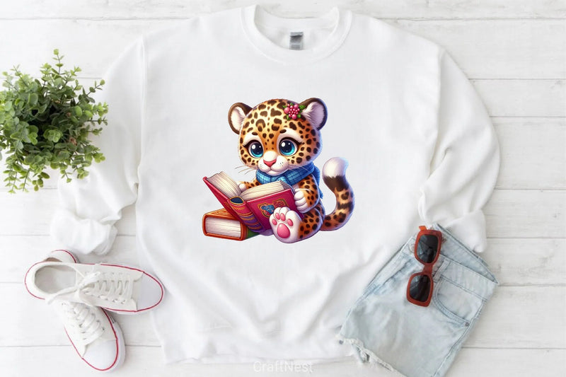 Cute Leopard Reading Clipart Bundle - CraftNest - Digital Crafting and Art