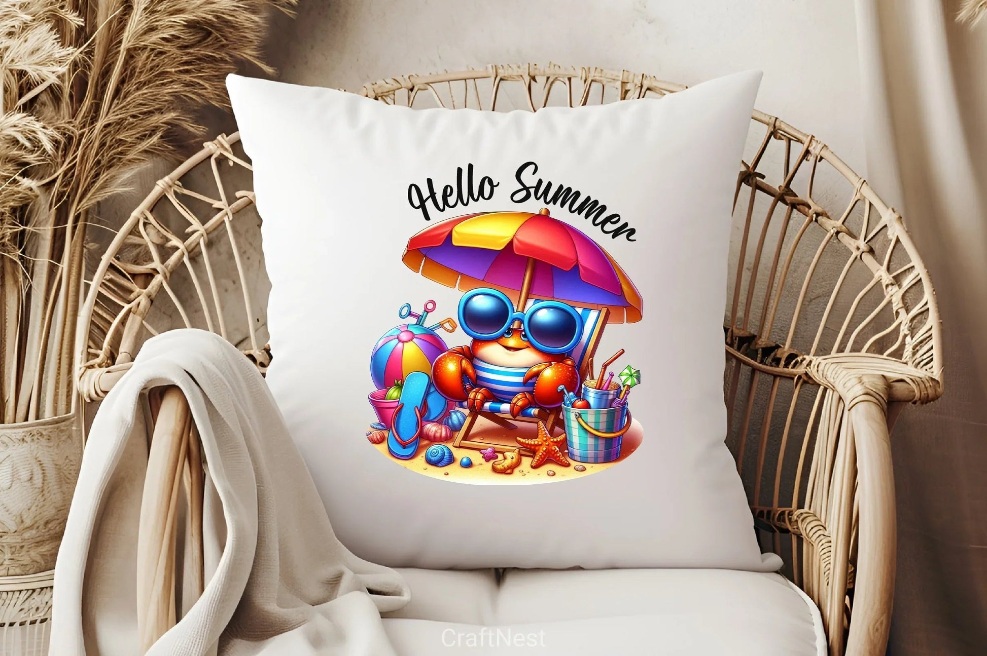 Hello Summer Crab Clipart Bundle - CraftNest - Digital Crafting and Art