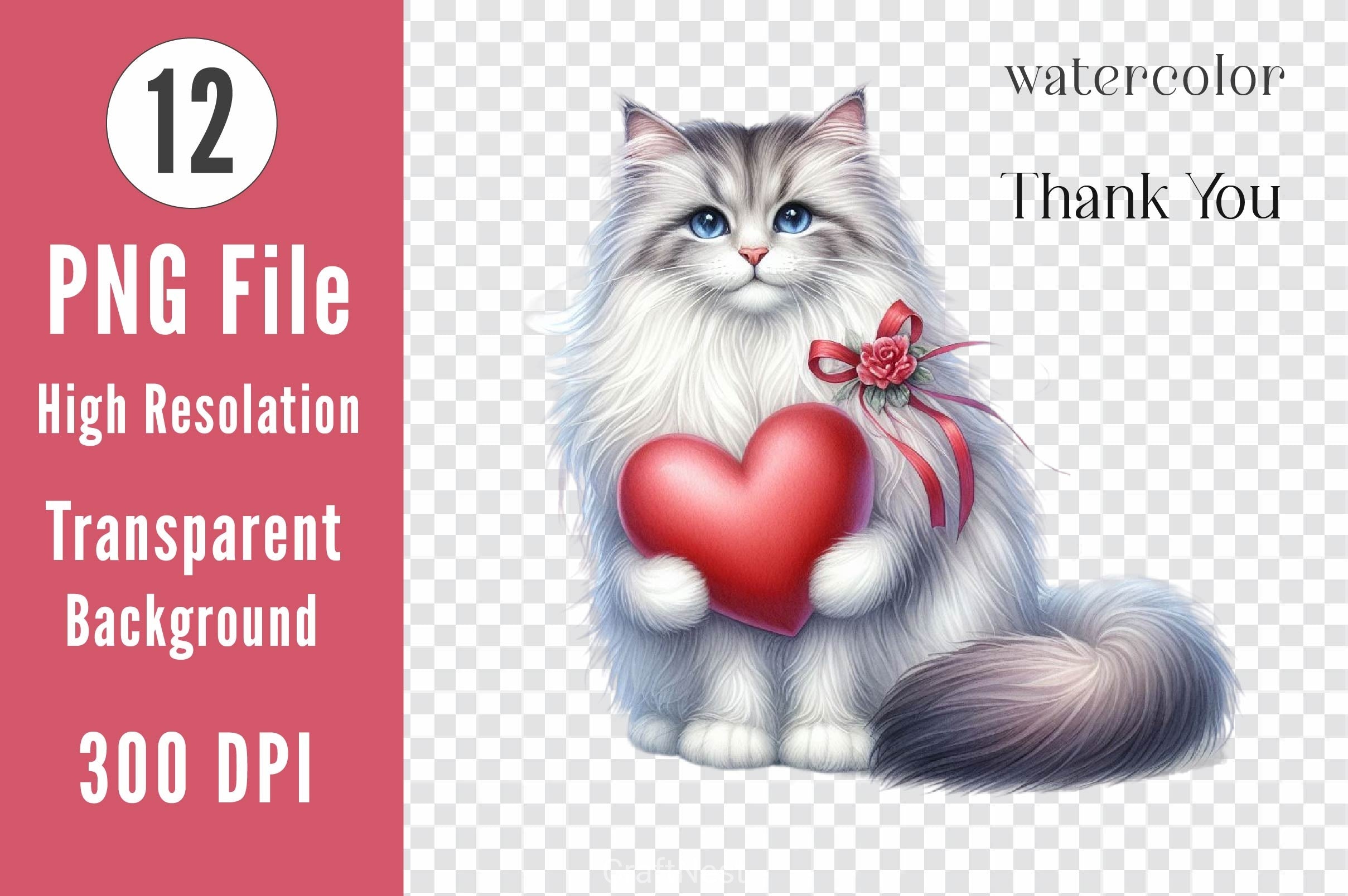 Cute Valentine Cat Clipart Bundle
