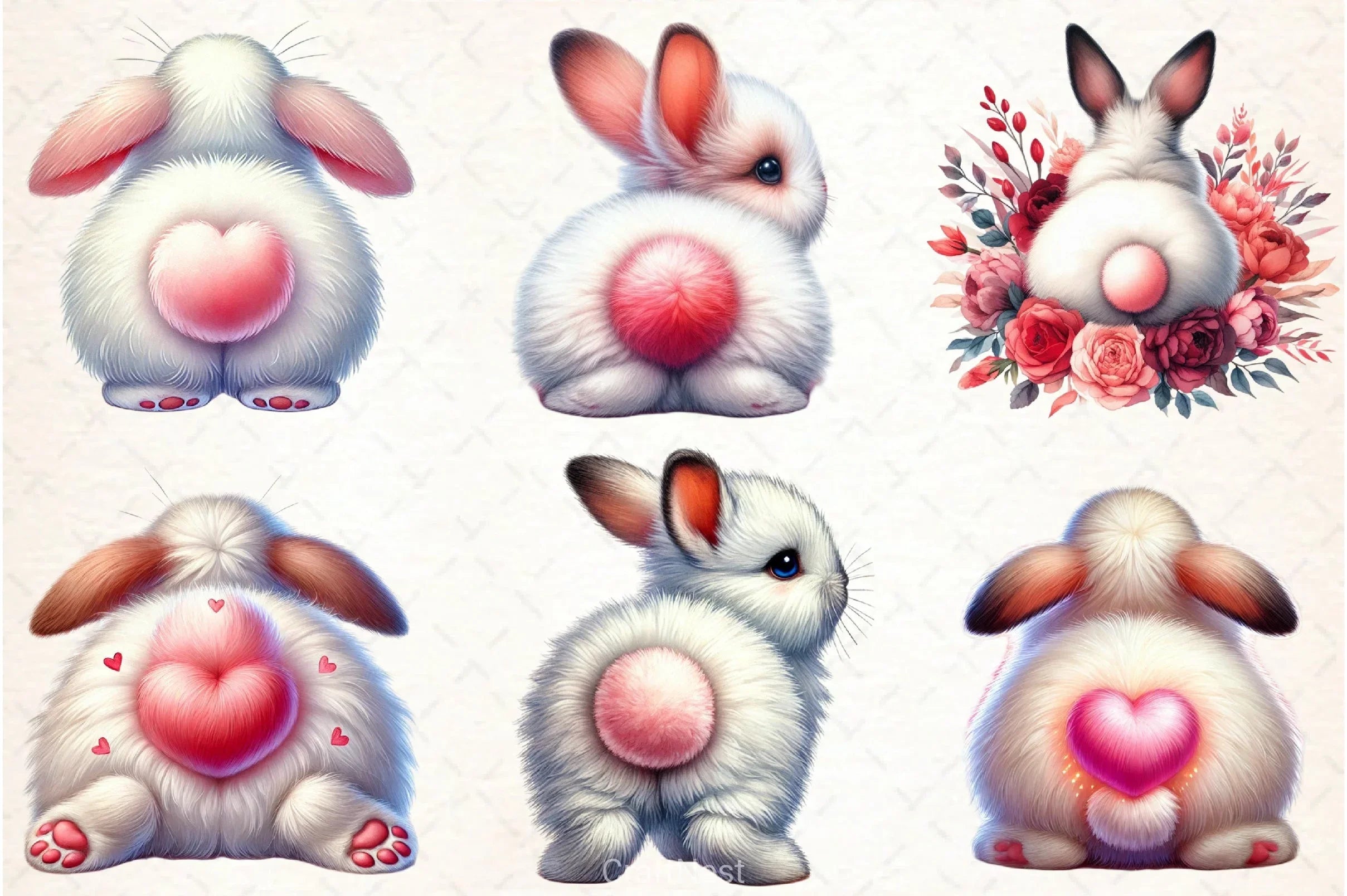 Valentine Bunny Butt Clipart Bundle - CraftNest - Digital Crafting and Art