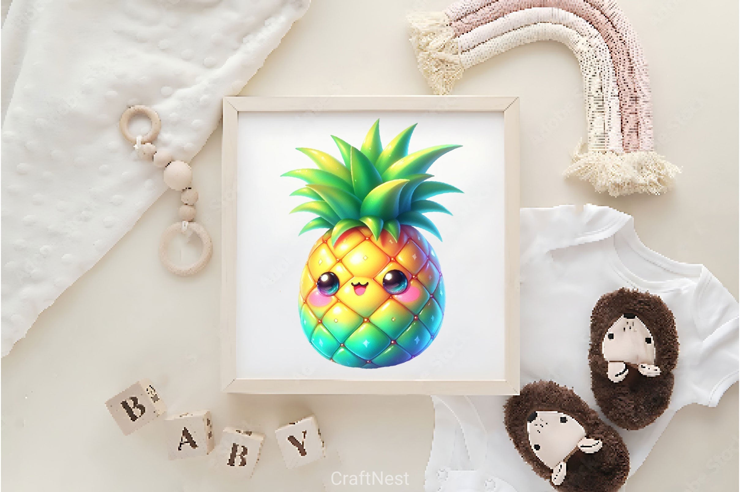 Summer Kawaii Pineapple Clipart Bundle 2