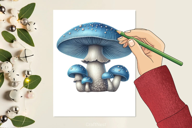 Blue Mushroom Clipart Bundle - CraftNest - Digital Crafting and Art