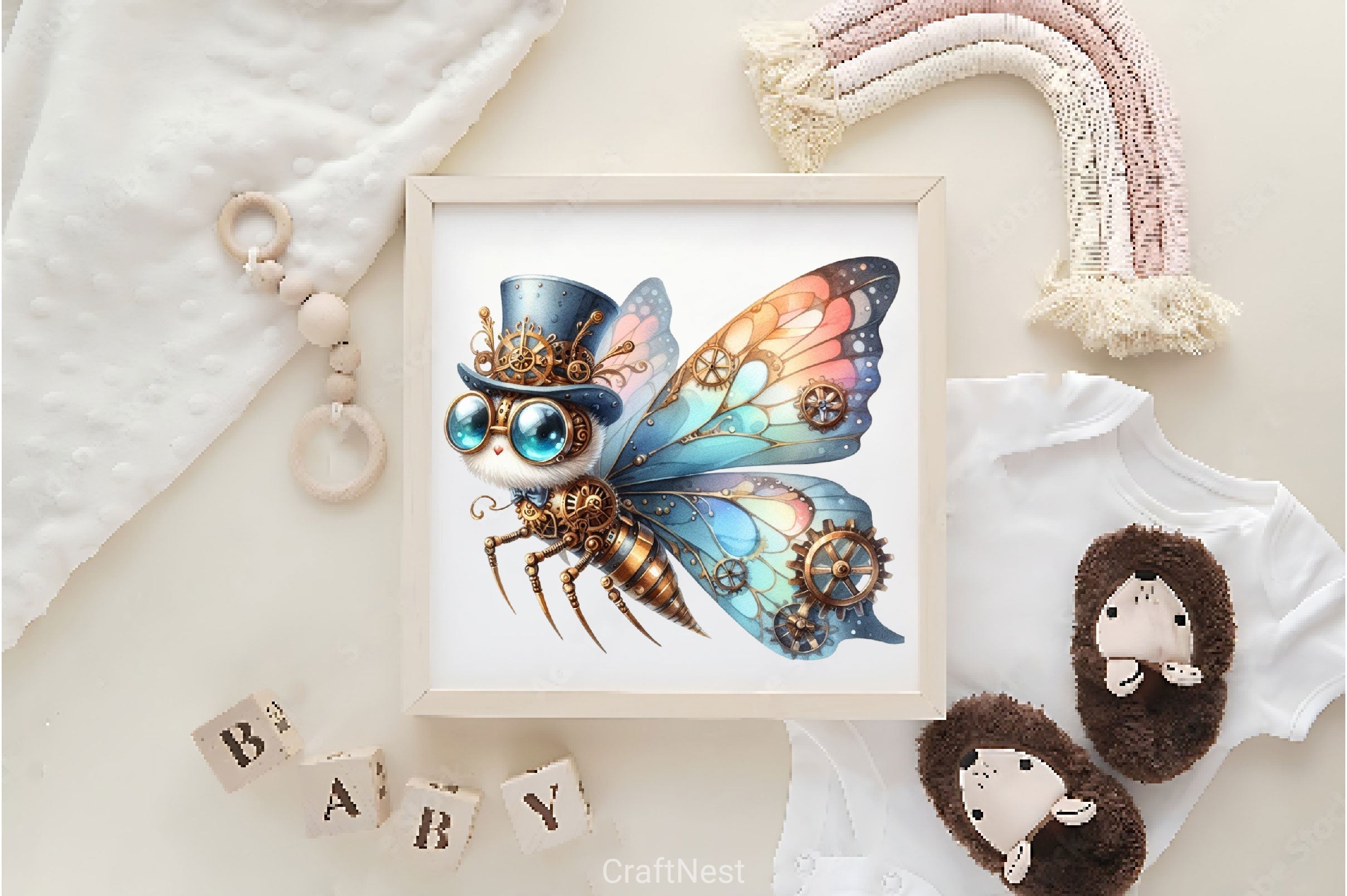 Steampunk Butterfly Clipart Bundle