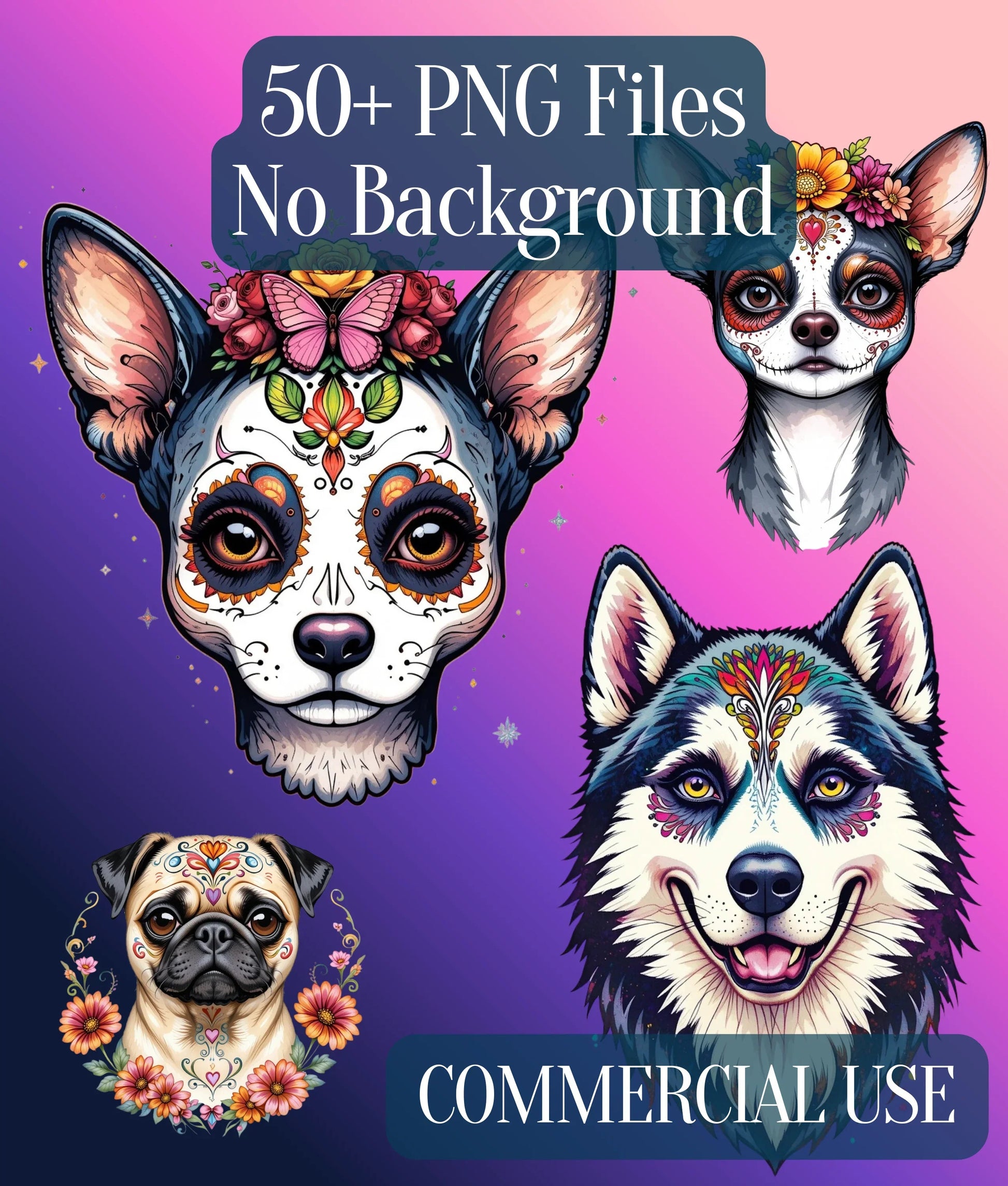 Dia de los Muertos Dogs Clipart Bundle - CraftNest - Digital Crafting and Art