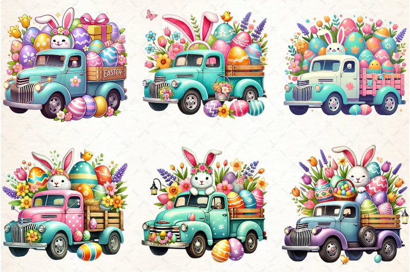 Easter Bunny Truck Clipart Bundle 6 - CraftNest - Digital Crafting and Art