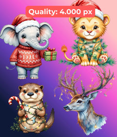 Christmas Zoo Clipart Bundle - CraftNest - Digital Crafting and Art