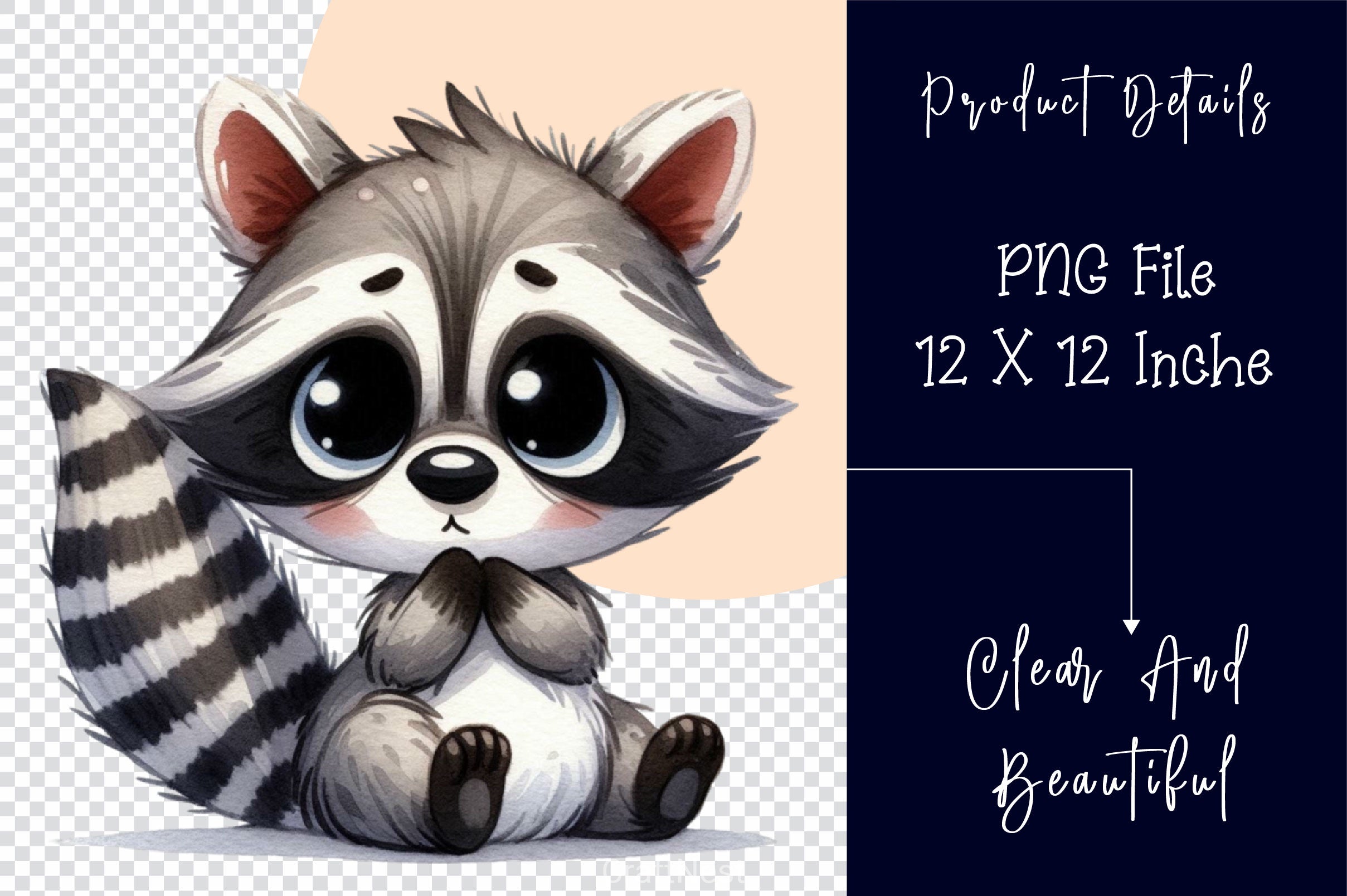 Cute Cartoon Raccoon Clipart Bundle