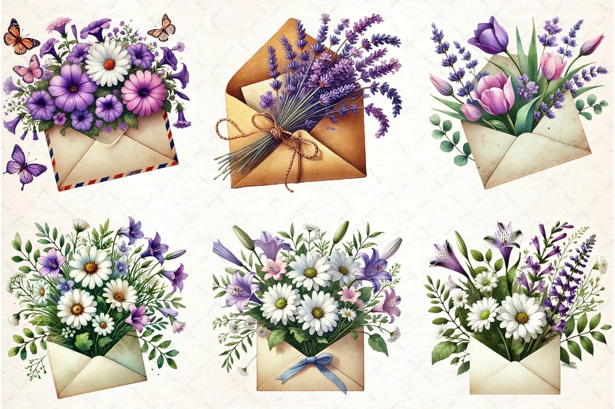 Spring Flowers & Envelope Clipart Bundle - CraftNest - Digital Crafting and Art