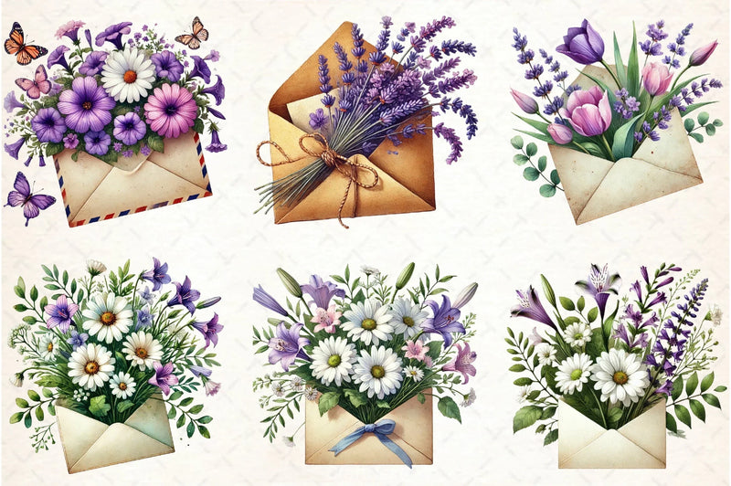 Spring Flowers & Envelope Clipart Bundle - CraftNest - Digital Crafting and Art