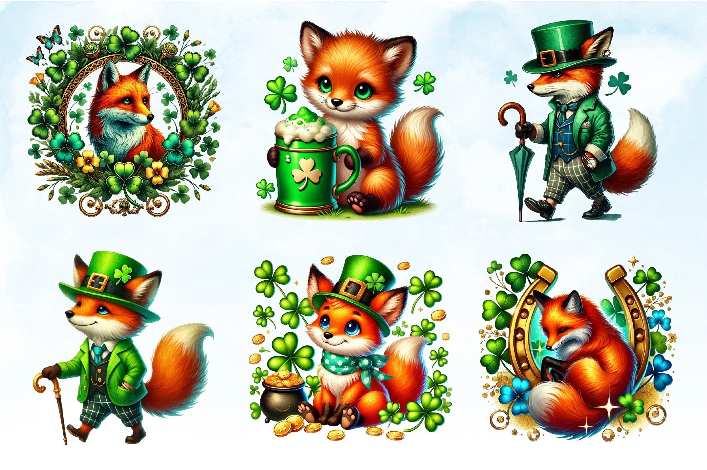 Fox St. Patrick's Day Clipart Bundle - CraftNest - Digital Crafting and Art