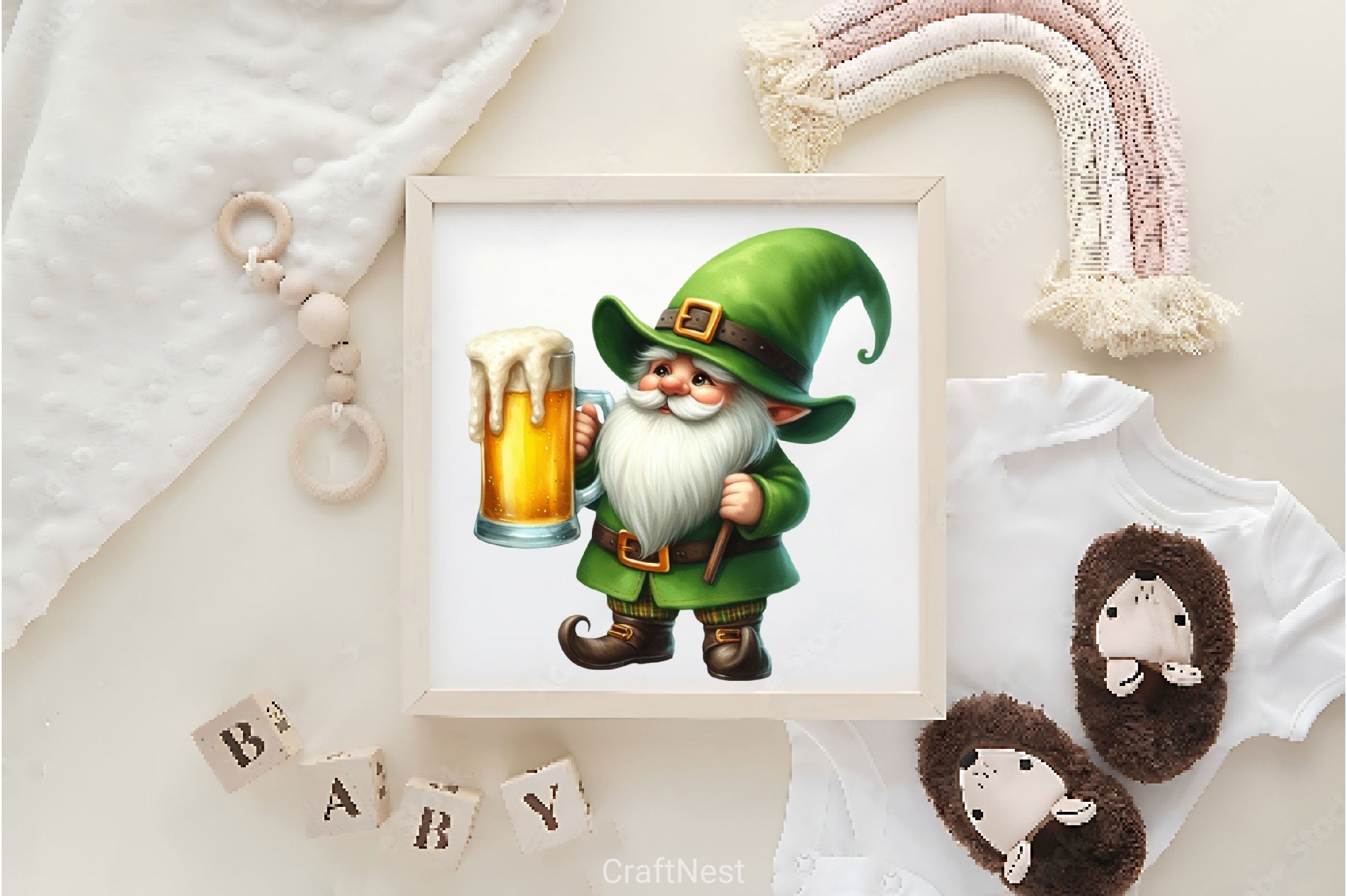 Gnome Drinking Beer St Patricks Day Clipart Bundle