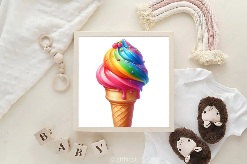 Rainbow Ice Cream Clipart Bundle - CraftNest - Digital Crafting and Art