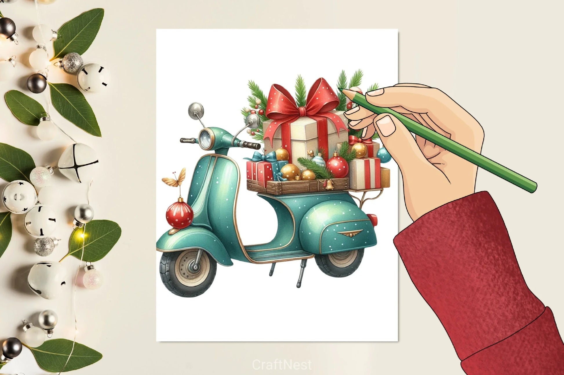 Christmas Scooter Clipart Bundle - CraftNest - Digital Crafting and Art