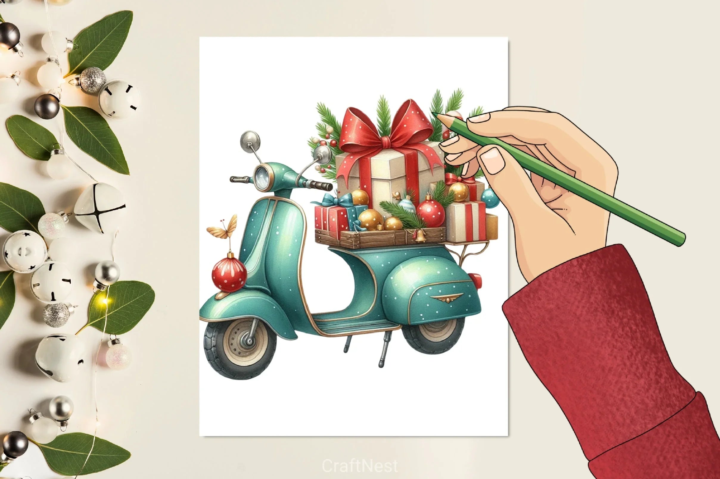 Christmas Scooter Clipart Bundle - CraftNest - Digital Crafting and Art
