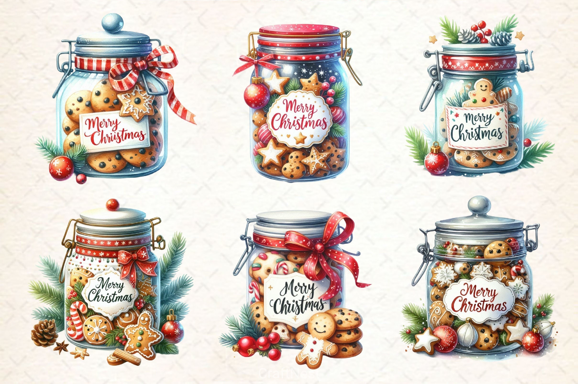 Christmas Cookie Jar Clipart Bundle 4
