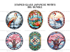 Stained Glass Japanese Motifs Clipart - CraftNest