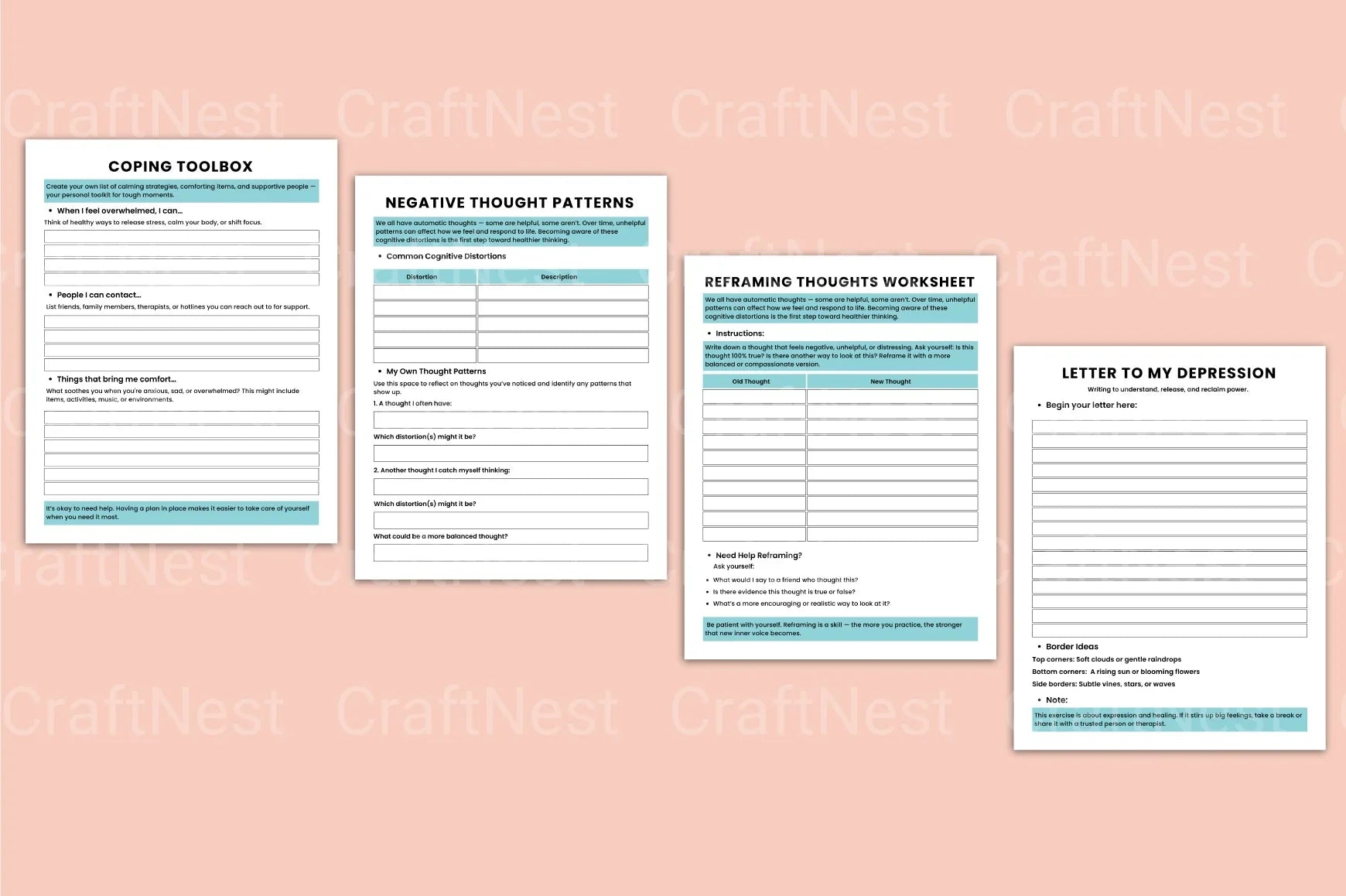 Depression Recovery Workbook for Healing and Growth - CraftNest - Digital Crafting and Art