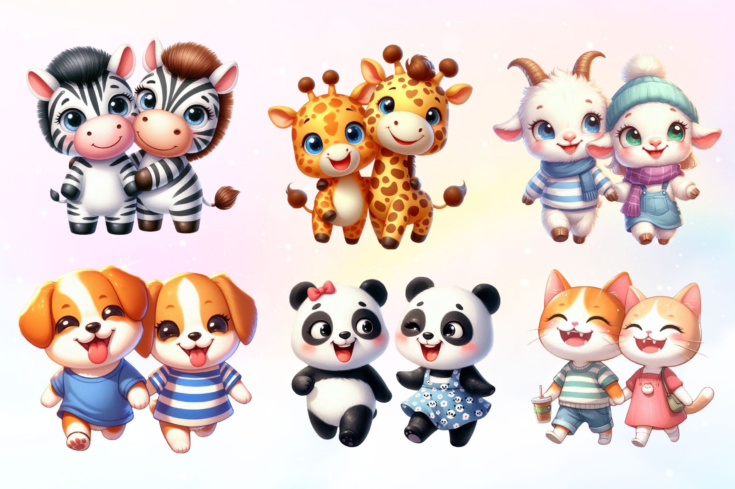 Funny Best Friend Animals Clipart Bundle 2