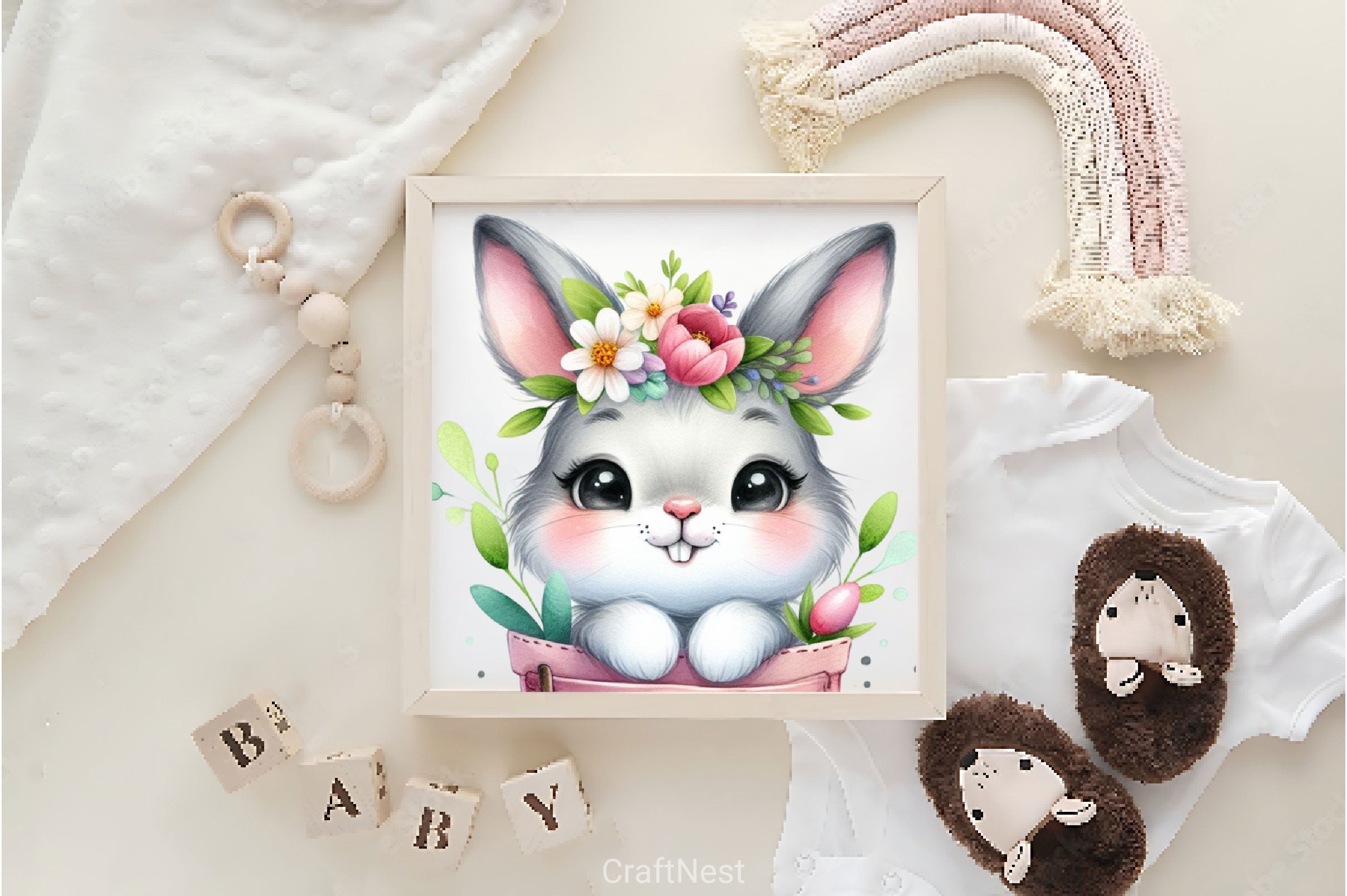 Easter Bunny In Pocket Clipart Bundle