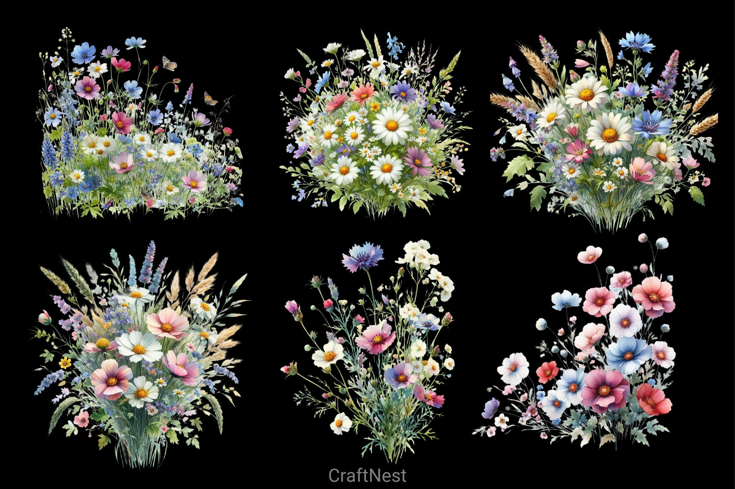 Wildflower Meadow Clipart Bundle 3